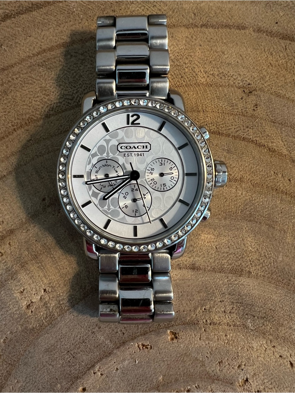 Coach Silver-tone Crystal Bezel Stainless Watch